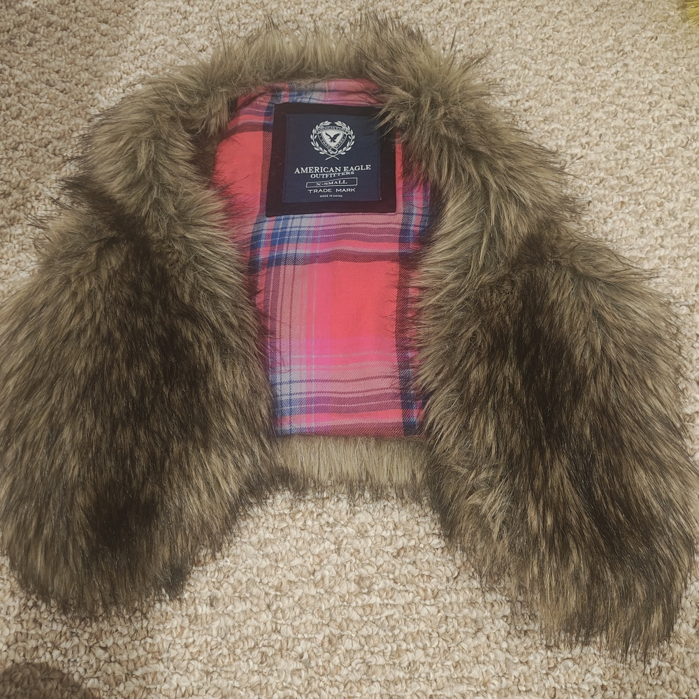 American Eagle Outfitters Kids Faux Fur Cape - Brown and Pink